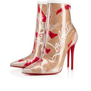Christian Louboutin So Kate Booty 100 Loubi Kraft PVC Heel Ankle Booties Sz 40